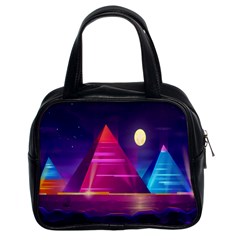 Egyptian Pyramids Night Landscape Cartoon Classic Handbag (two Sides) by Ndabl3x