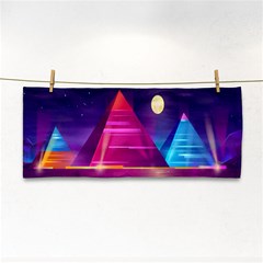 Egyptian Pyramids Night Landscape Cartoon Hand Towel by Ndabl3x