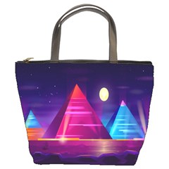 Egyptian Pyramids Night Landscape Cartoon Bucket Bag by Ndabl3x