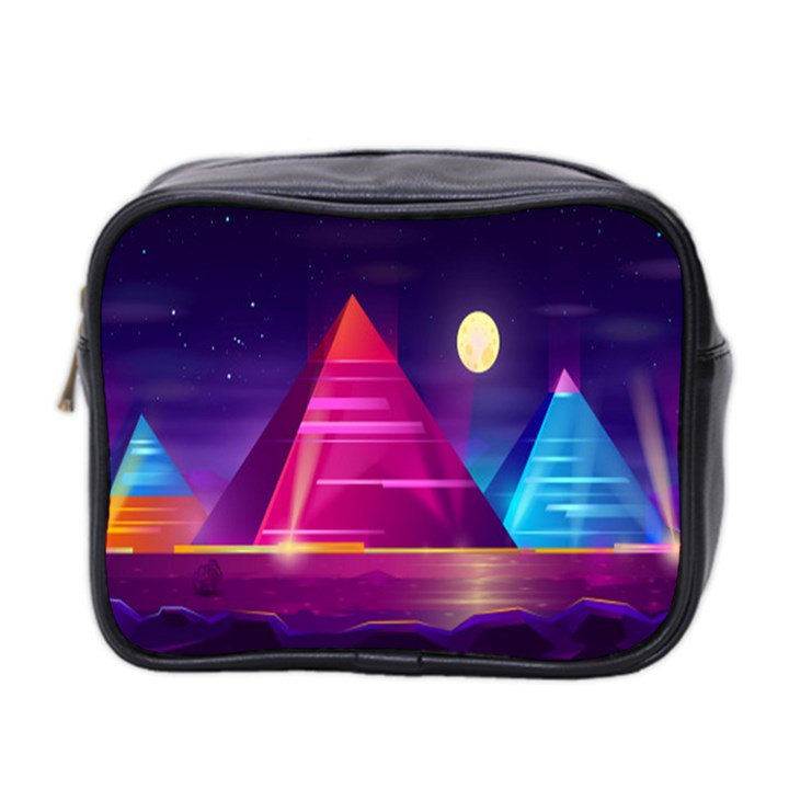 Egyptian Pyramids Night Landscape Cartoon Mini Toiletries Bag (Two Sides)