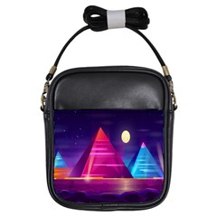 Egyptian Pyramids Night Landscape Cartoon Girls Sling Bag by Ndabl3x