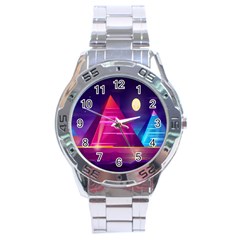 Egyptian Pyramids Night Landscape Cartoon Stainless Steel Analogue Watch by Ndabl3x