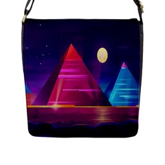 Egyptian Pyramids Night Landscape Cartoon Flap Closure Messenger Bag (l) by Ndabl3x