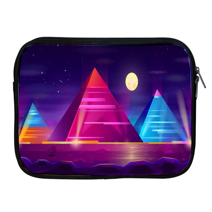 Egyptian Pyramids Night Landscape Cartoon Apple iPad 2/3/4 Zipper Cases