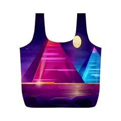 Egyptian Pyramids Night Landscape Cartoon Full Print Recycle Bag (m) by Ndabl3x