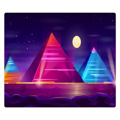 Egyptian Pyramids Night Landscape Cartoon Two Sides Premium Plush Fleece Blanket (small) by Ndabl3x