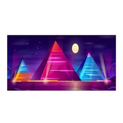 Egyptian Pyramids Night Landscape Cartoon Satin Wrap 35  X 70  by Ndabl3x