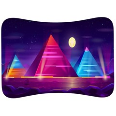 Egyptian Pyramids Night Landscape Cartoon Velour Seat Head Rest Cushion by Ndabl3x