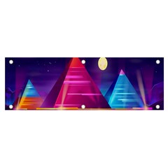 Egyptian Pyramids Night Landscape Cartoon Banner And Sign 6  X 2  by Ndabl3x