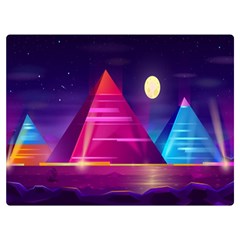 Egyptian Pyramids Night Landscape Cartoon Premium Plush Fleece Blanket (extra Small) by Ndabl3x