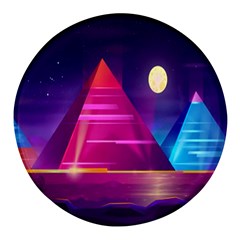 Egyptian Pyramids Night Landscape Cartoon Round Glass Fridge Magnet (4 Pack) by Ndabl3x