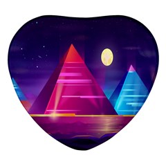 Egyptian Pyramids Night Landscape Cartoon Heart Glass Fridge Magnet (4 Pack) by Ndabl3x