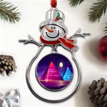 Egyptian Pyramids Night Landscape Cartoon Metal Snowman Ornament Front