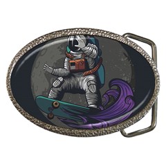 Illustration Astronaut Cosmonaut Paying Skateboard Sport Space With Astronaut Suit Belt Buckles by Ndabl3x