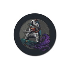 Illustration Astronaut Cosmonaut Paying Skateboard Sport Space With Astronaut Suit Magnet 3  (round) by Ndabl3x