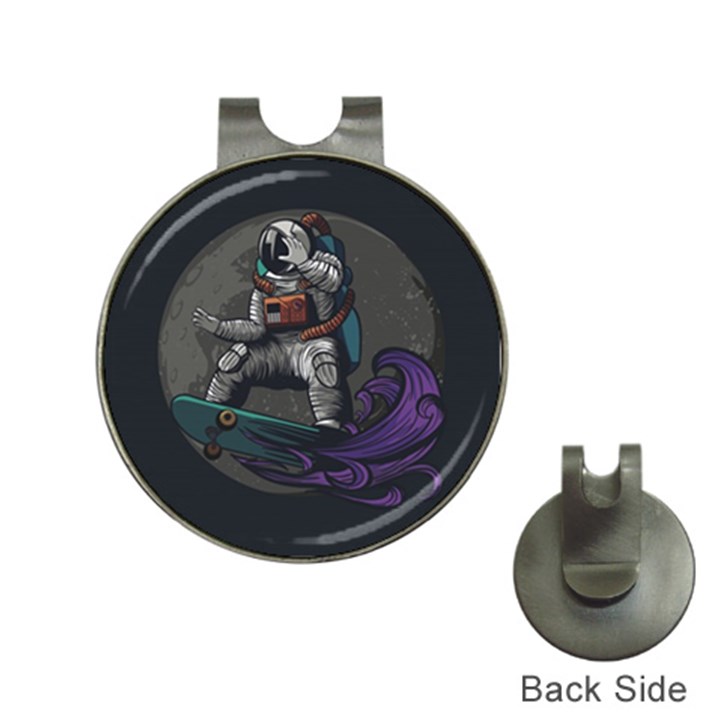 Illustration Astronaut Cosmonaut Paying Skateboard Sport Space With Astronaut Suit Hat Clips with Golf Markers