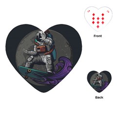 Illustration Astronaut Cosmonaut Paying Skateboard Sport Space With Astronaut Suit Playing Cards Single Design (heart)