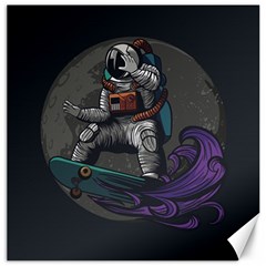 Illustration Astronaut Cosmonaut Paying Skateboard Sport Space With Astronaut Suit Canvas 12  X 12  by Ndabl3x