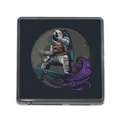 Illustration Astronaut Cosmonaut Paying Skateboard Sport Space With Astronaut Suit Memory Card Reader (square 5 Slot) by Ndabl3x