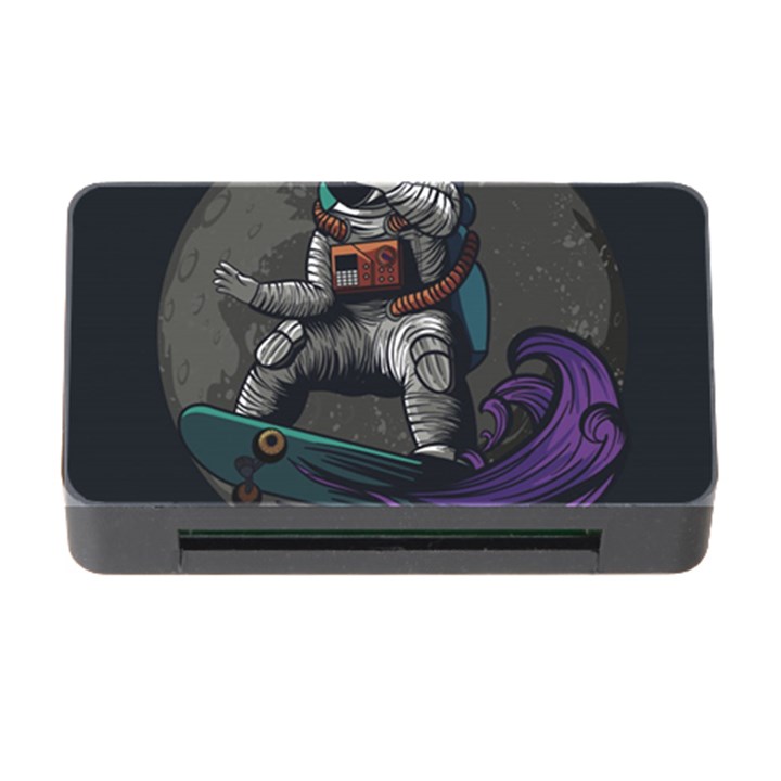 Illustration Astronaut Cosmonaut Paying Skateboard Sport Space With Astronaut Suit Memory Card Reader with CF