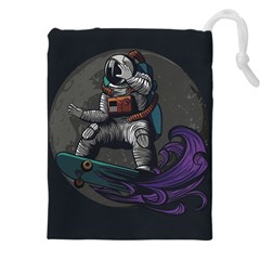 Illustration Astronaut Cosmonaut Paying Skateboard Sport Space With Astronaut Suit Drawstring Pouch (5xl) by Ndabl3x