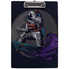 Illustration Astronaut Cosmonaut Paying Skateboard Sport Space With Astronaut Suit A4 Acrylic Clipboard by Ndabl3x