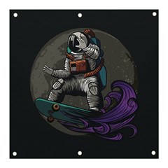 Illustration Astronaut Cosmonaut Paying Skateboard Sport Space With Astronaut Suit Banner And Sign 3  X 3  by Ndabl3x