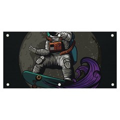 Illustration Astronaut Cosmonaut Paying Skateboard Sport Space With Astronaut Suit Banner And Sign 6  X 3  by Ndabl3x