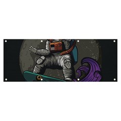 Illustration Astronaut Cosmonaut Paying Skateboard Sport Space With Astronaut Suit Banner And Sign 8  X 3  by Ndabl3x