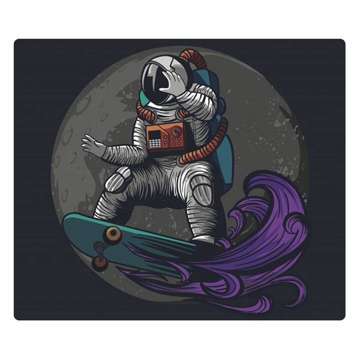 Illustration Astronaut Cosmonaut Paying Skateboard Sport Space With Astronaut Suit Premium Plush Fleece Blanket (Small)