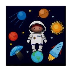 Boy Spaceman Space Rocket Ufo Planets Stars Tile Coaster by Ndabl3x