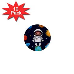 Boy Spaceman Space Rocket Ufo Planets Stars 1  Mini Buttons (10 Pack)  by Ndabl3x