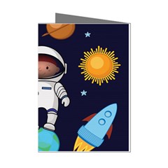 Boy Spaceman Space Rocket Ufo Planets Stars Mini Greeting Cards (pkg Of 8) by Ndabl3x