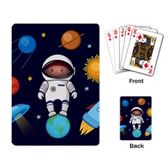 Boy Spaceman Space Rocket Ufo Planets Stars Playing Cards Single Design (rectangle) by Ndabl3x