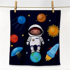 Boy Spaceman Space Rocket Ufo Planets Stars Face Towel by Ndabl3x