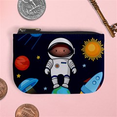 Boy Spaceman Space Rocket Ufo Planets Stars Mini Coin Purse by Ndabl3x