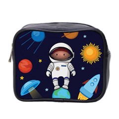 Boy Spaceman Space Rocket Ufo Planets Stars Mini Toiletries Bag (two Sides) by Ndabl3x