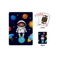 Boy Spaceman Space Rocket Ufo Planets Stars Playing Cards Single Design (mini) by Ndabl3x