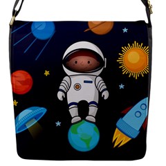 Boy Spaceman Space Rocket Ufo Planets Stars Flap Closure Messenger Bag (s) by Ndabl3x