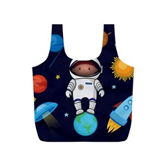 Boy Spaceman Space Rocket Ufo Planets Stars Full Print Recycle Bag (s) by Ndabl3x