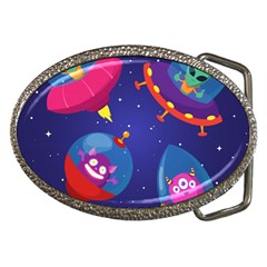 Cartoon Funny Aliens With Ufo Duck Starry Sky Set Belt Buckles by Ndabl3x