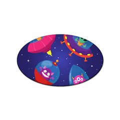 Cartoon Funny Aliens With Ufo Duck Starry Sky Set Sticker Oval (10 Pack) by Ndabl3x