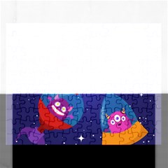 Cartoon Funny Aliens With Ufo Duck Starry Sky Set Rectangular Jigsaw Puzzl by Ndabl3x