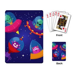 Cartoon Funny Aliens With Ufo Duck Starry Sky Set Playing Cards Single Design (rectangle) by Ndabl3x