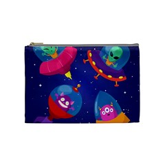 Cartoon Funny Aliens With Ufo Duck Starry Sky Set Cosmetic Bag (medium) by Ndabl3x