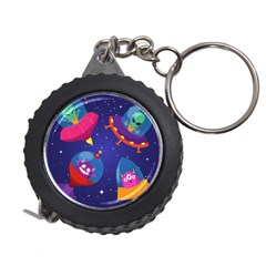 Cartoon Funny Aliens With Ufo Duck Starry Sky Set Measuring Tape by Ndabl3x