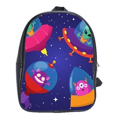 Cartoon Funny Aliens With Ufo Duck Starry Sky Set School Bag (xl) by Ndabl3x