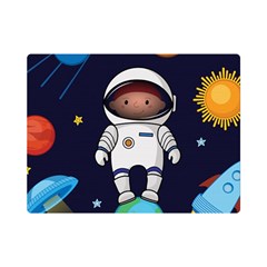 Boy Spaceman Space Rocket Ufo Planets Stars Premium Plush Fleece Blanket (mini) by Ndabl3x