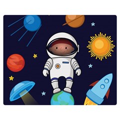 Boy Spaceman Space Rocket Ufo Planets Stars Premium Plush Fleece Blanket (medium) by Ndabl3x