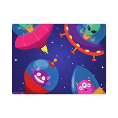 Cartoon Funny Aliens With Ufo Duck Starry Sky Set Premium Plush Fleece Blanket (mini) by Ndabl3x